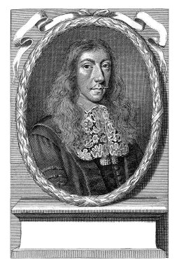 Nicolaas Hoboken 'in portresi, Christiaan Hagen, 1669 Hekim Nicolaas Hoboken' in sağında, 37 yaşında, oval defne çelengi içinde bir kurdele ile aşılmış..