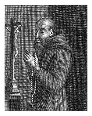 Marcus ab Aviano bir haçın önünde dua ediyor, Peter Paul Bouche, anonim 1681 - 1713