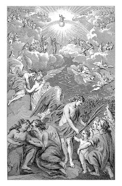 Bulutlu Gök 'te Melekler ve Tanrıyla Görünüm, Reinier Vinkeles (I), 1751 - 1816