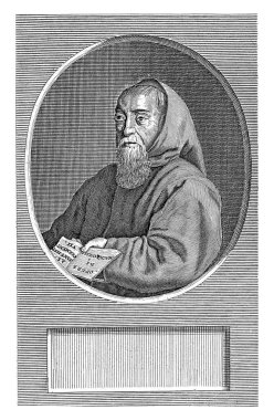 Francois Leclerc du Tremblay 'in portresi, Jan de Leeuw, 1704 Fransız keşiş Francois Leclerc du Tremblay' in solunda, pijama giymiş portre büstü..