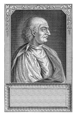 Giovanni Gioviano Pontano 'nun portresi, Adolf van der Laan, 1694 - 1755 Portre büstü Giovanni Gioviano Pontano, İtalyan yazar ve şair, yalın başlı.