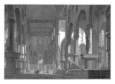 Rotterdam 'daki Grote ya da Sint-Laurenskerk' in iç kısımları, koronun yönetiminde görülen Jan Punt, Paulus van Liender 'den sonra, 1760 Grote ya da Rotterdam' daki Sint-Laurenskerk.