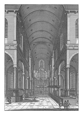 Batı Amsterdam 'da Westerkerk' in iç kesiminde, Jan Goeree, 1680 - 1731 Westerkerk 'in batı kesiminde, org manzaralı..