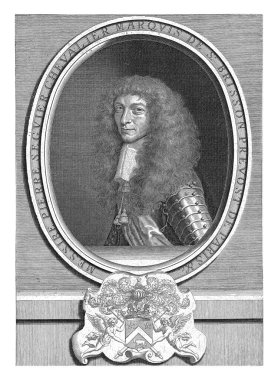 Pierre Seguier de Saint-Brisson 'un portresi, Robert Nanteuil, 1659 Saint-Brisson Markisi Pierre Seguier' in portresi, dörtte üçü solda, bir oval. Portrenin altında bir arma.