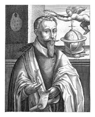 Hendrik Goltzius 'un portresi, Robert de Baudous, 1591 - 1659 Ressam ve oymacı Hendrick Goltzius' un portresi. Cepheden görüldü.