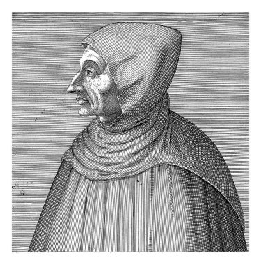 Girolamo Savonarola 'nın portresi, Hendrick Hondius (I), Girolamo Savonarola' nın 1599 büstü. Portresinin altında adı ve Latince dört satır var..