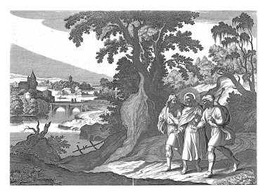 Emmaus 'taki insanlar, anonim, 1630 - 1702 İsa iki havariyle tanışıp Emmaus köyüne yürür..