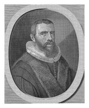 Lodewijk de Dieu 'nun portresi, Anthony van Zijlvelt, Pieter Dubordieu' den sonra, 1650 - 1695, Leiden vaizi ve naibi. Kenar boşluğunda Latince iki dörtlük mısra..