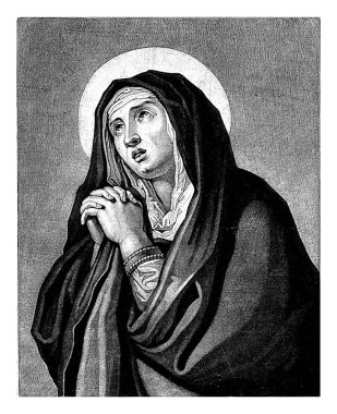 Mater Dolorosa rolünde Mary, Charles Le Brun 'dan sonra Pieter Schenk (I), 1670 - 1713, eski oyma..