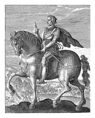 Habsburg 'lu Frederick at sırtında, Crispijn van de Passe (I), 1604 Frederick Habsburg, Alman İmparatoru, at sırtında.