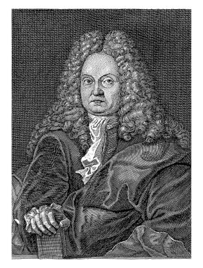 Christian Vater 'ın portresi, anonim, Martin Bernigeroth, 1709 - 1732, eski gravür..
