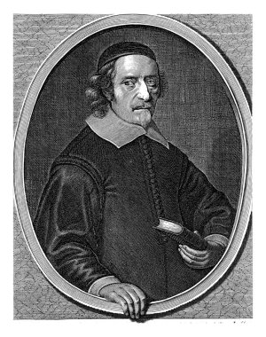 Henricus Nicolai 'nin portresi, Willem Hondius, Andreas Gertner' den sonra, 1650 Henricus Nicolai 'nin sağındaki oval çerçevede, elinin üzerinde durduğu.