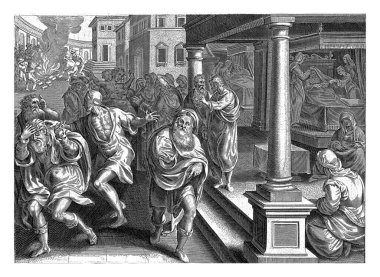 Paul ve Efes 'in şeytan çıkarıcıları, Philips Galle' den sonra, Jan van der Straet 'ten sonra, 1646 Yahudi şeytan çıkarıcı, Paul' u takip ederek, ele geçirilmiş bir adamdan şeytan çıkarmaya çalışırlar, ama adam onlara saldırır..