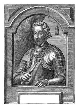 Fransa Kralı II. Henry 'nin portresi, Pieter de Jode (II), 1628 - 1670 Fransa Kralı II. Henry' nin zırhlı portresi. Bir defne çelengiyle taçlandırıldı..
