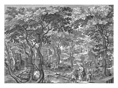 Etiyopya valisinin Filippus tarafından vaftiz edildiği manzara, anonim, Nicolaes de Bruyn 'dan sonra, Gilles van Coninxloo' dan (II..