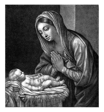 Meryem İsa 'ya tapıyor, Abraham Bloteling, Guido Reni' den sonra, 1652 - 1690, eski oyma..