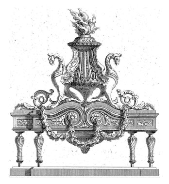 Griffinlerle Firebuck, Augustin Foin, Jean Francois Kırk, 1775 - 1790 'dan sonra vazonun her iki tarafında da ateş olan griffinlerle süslenmiş bir ateş böceği..