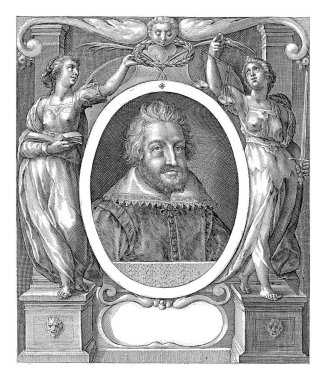 Maurits van Hessen-Kassel 'in portresi, 44 yaşında, Crispijn van de Passe (I), 1616 Landgrave Maurits van Hessen-Kassel portresi, Latince.