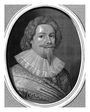 Saksonya Dükü 2. Johan Ernst 'ün sağında, oval çerçevede Latince bir yazıyla. Portrenin altında Latince üç satır.