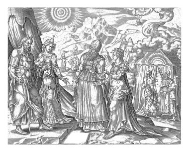 Musa 'nın otoritesi Mirjam ve Aaron, Harmen Jansz Muller tarafından, Maarten van Heemskerck' ten sonra, 1564 - 1568 Aaron ve Mirjam, Musa ve Nubiyalı eşi.