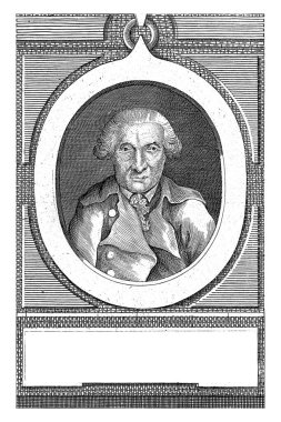 J.B. van Lack 'in portresi, J.F. De La Rue, 1787 'de Saint-Christophe konsey üyesi J.B. van Lack' in oval odasında portre baskını..