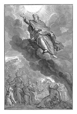 Enoch 'un yükselişi, Joseph Mulder, Gerard Hoet' tan (I) sonra, 1720 - 1728 Enoch cennete yükselir. Sunağın yanında yerde, insanlar onu izliyor..