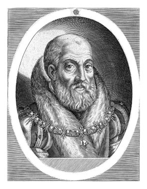 Ferrante Gonzaga 'nın portresi, Sicilya Genel Valisi, Dominicus Custos, 1600 - 1604, eski gravür..