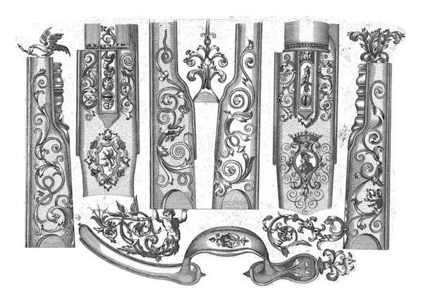 步枪的九件饰物 Pieter Schenk 克劳德 西蒙宁之后 1692年 — 图库照片