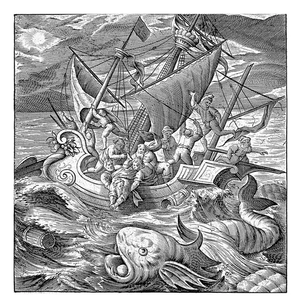 Jonah Thrown Overboard Sailors Antonie Wierix Maerten Vos 1579 1611 — Stock Photo, Image