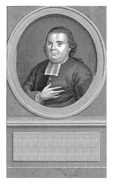 アイザック リーワの肖像画 レンドルト ブラッサー 1775年 1793年 ロッテルダムの牧師イクセック リーワの肖像画 オーバル フレーム — ストック写真
