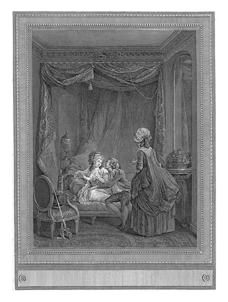 Maid Bringing Cup Bouillon Couple Settee Martial Deny Lawrence 1782 — Stock Photo, Image
