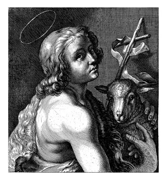 Young John Baptist Lamb Wicker Cross Salomon Savery Attributed 1610 — Stock Photo, Image