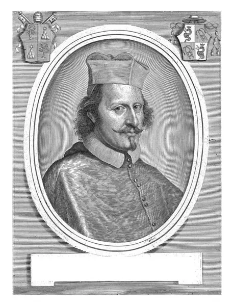 Portrait Cardinal Vitaliano Visconti Albertus Clouwet 1671 1679 Portrait Oval — Stock Photo, Image