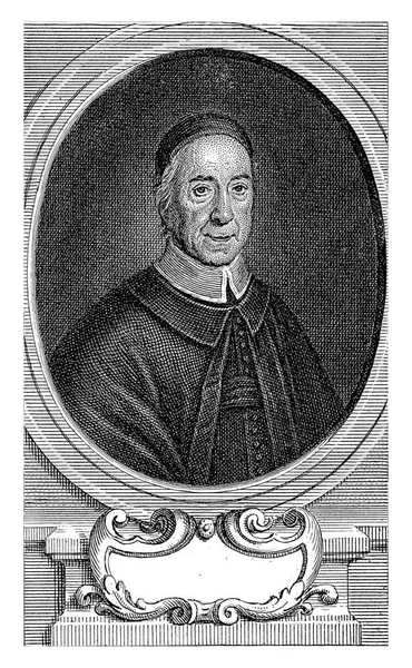 Portret Paskiera Quesnela Jacob Gole 1717 Portret Owalnej Oprawie Księdza — Zdjęcie stockowe