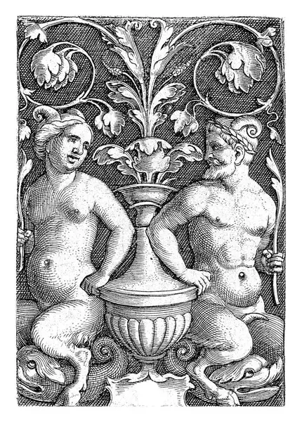 Female Male Satyr Georg Pencz 1510 1550 Both Satyrs Sit — Stock Photo, Image