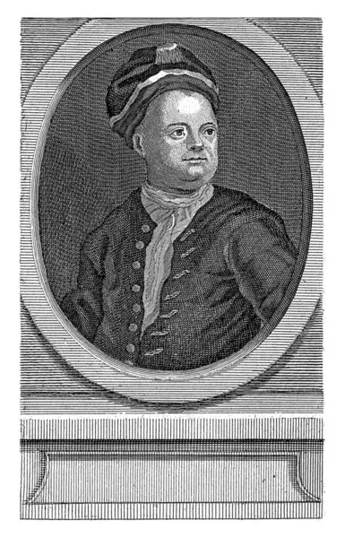 Richard Steele的肖像 Wouter Jongman 1712 1744 Richard Steele的Bust肖像画 头戴帽子 那幅肖像画是用椭圆形框架结构的 — 图库照片