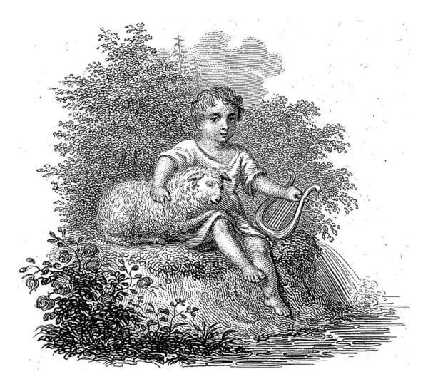 Ребенок Овцой Лирой Филипп Великий После Крюгера 1832 Ребенок Овцой — стоковое фото
