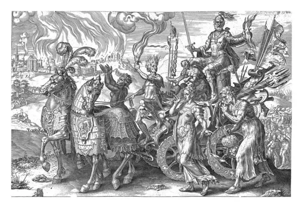 Triumphal Chariot War Bellum Cornelis Cort Maarten Van Heemskerck 1564 — Stock Photo, Image