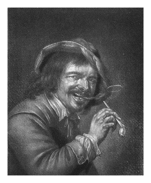 一个拿着烟斗的人 亚伯拉罕 布洛泰林 作者Petrus Staverenus 1652 1690年嗅觉 一个人抽烟斗 吹灭一圈烟 — 图库照片