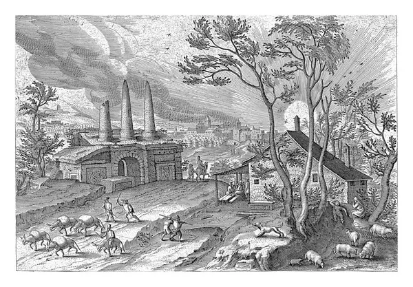Landscape Some Ruins Hendrick Van Cleve 1585 Italian Landscape Probably — Stock Photo, Image