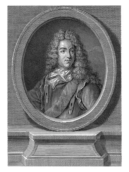 Portrait Privateer Rene Duguay Trouin Vincenzo Vangelisti 1776 Vintage Engraved — Stock Photo, Image