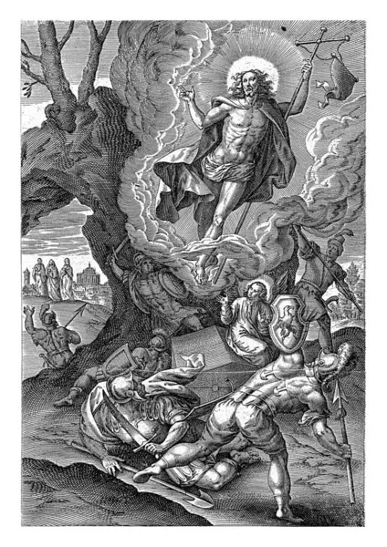 Kristuksen Ylösnousemus Antonie Wierix Maerten Vosin Jälkeen 1583 1587 Kristus — kuvapankkivalokuva