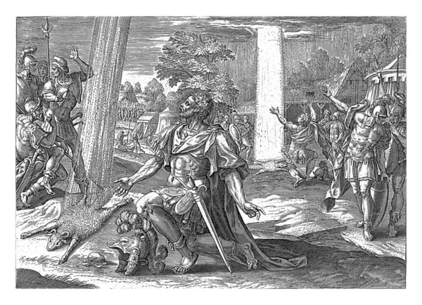 Gideon ve Sheepskin, Maerten de Vos, 1585 Gideon Koyun Derisi. Çiy sadece koyun postunun üzerine düşer. Arka planda, Gideon koyun derisinden ikinci kez diz çöker..
