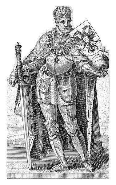 Portræt Karl Habsburg Tysk Kejser Konge Spanien Adriaen Matham 1620 - Stock-foto