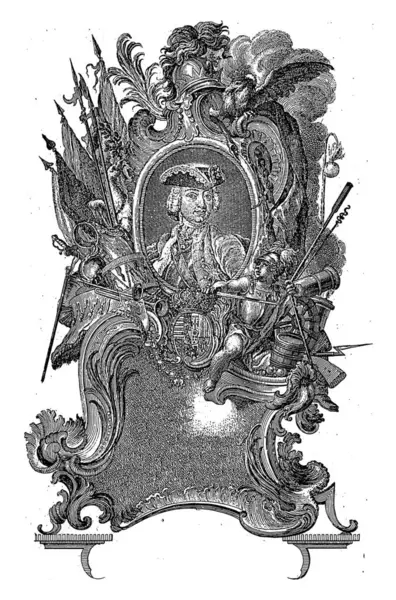 Charles Alexander Lorraine Hercegének Portréja Allegorikus Keretben Jacob Andreas Fridrich Stock Fotó