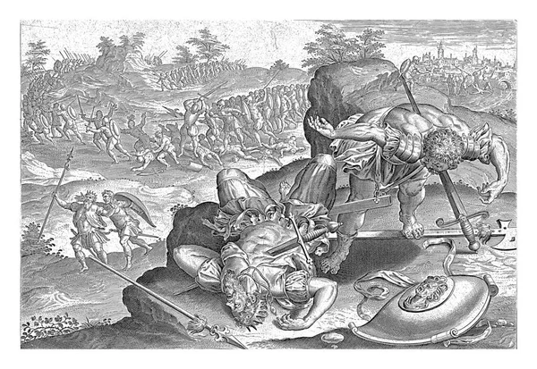 Saul Öngyilkosságot Követ Hans Collaert Ambrosius Francken Után 1585 Háttérben Stock Fotó