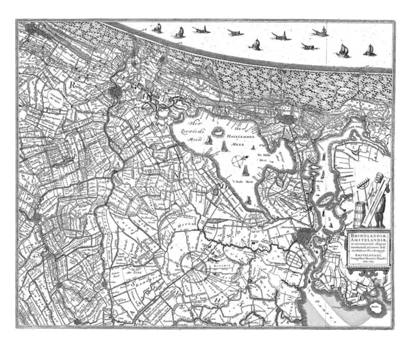 Rijnland和Amstelland的地图 在Balthasar Florisz之后 贝尔肯德 1629 1649年荷兰中部莱茵兰和阿曼的地图 图库图片