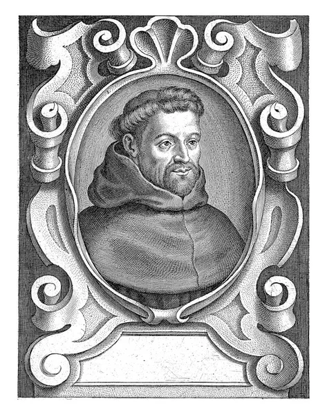 Augustinian Aloysius Leon的肖像 Cornelis Galle 继Jacques Franckaert 1636年 古董雕刻 图库图片