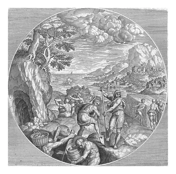 Bronstijd Philips Galle Naar Gillis Coignet 1573 Een Rond Kader Stockafbeelding