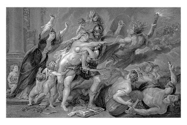 Savaşın sonuçları, Luigi Paradisi, Antonio Muzzi 'den sonra, Peter Paul Rubens' den sonra, Avrupa kıtası hakkındaki 1893 Alegorik performansı Otuz Yıl Savaşları 'nın tahrip ettiği.